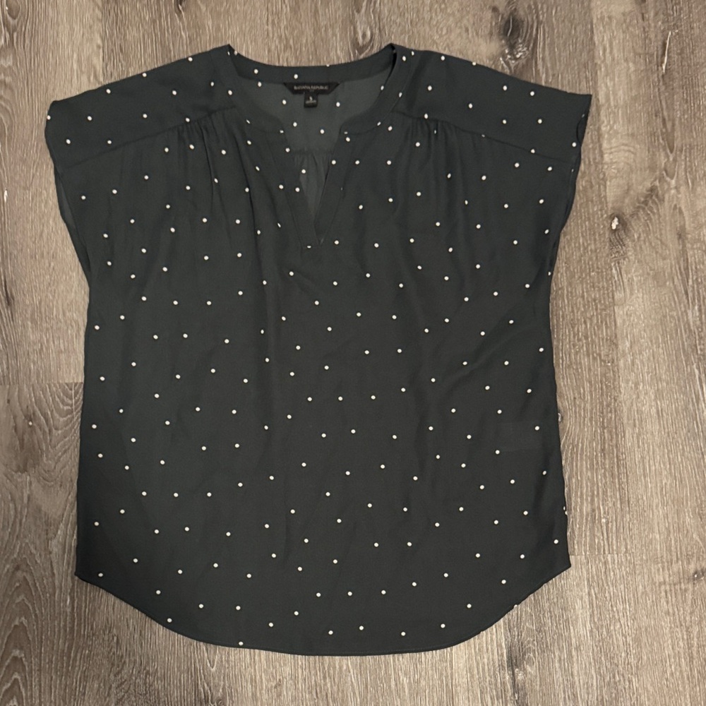 Banana Republic Black Blouse with White Dots